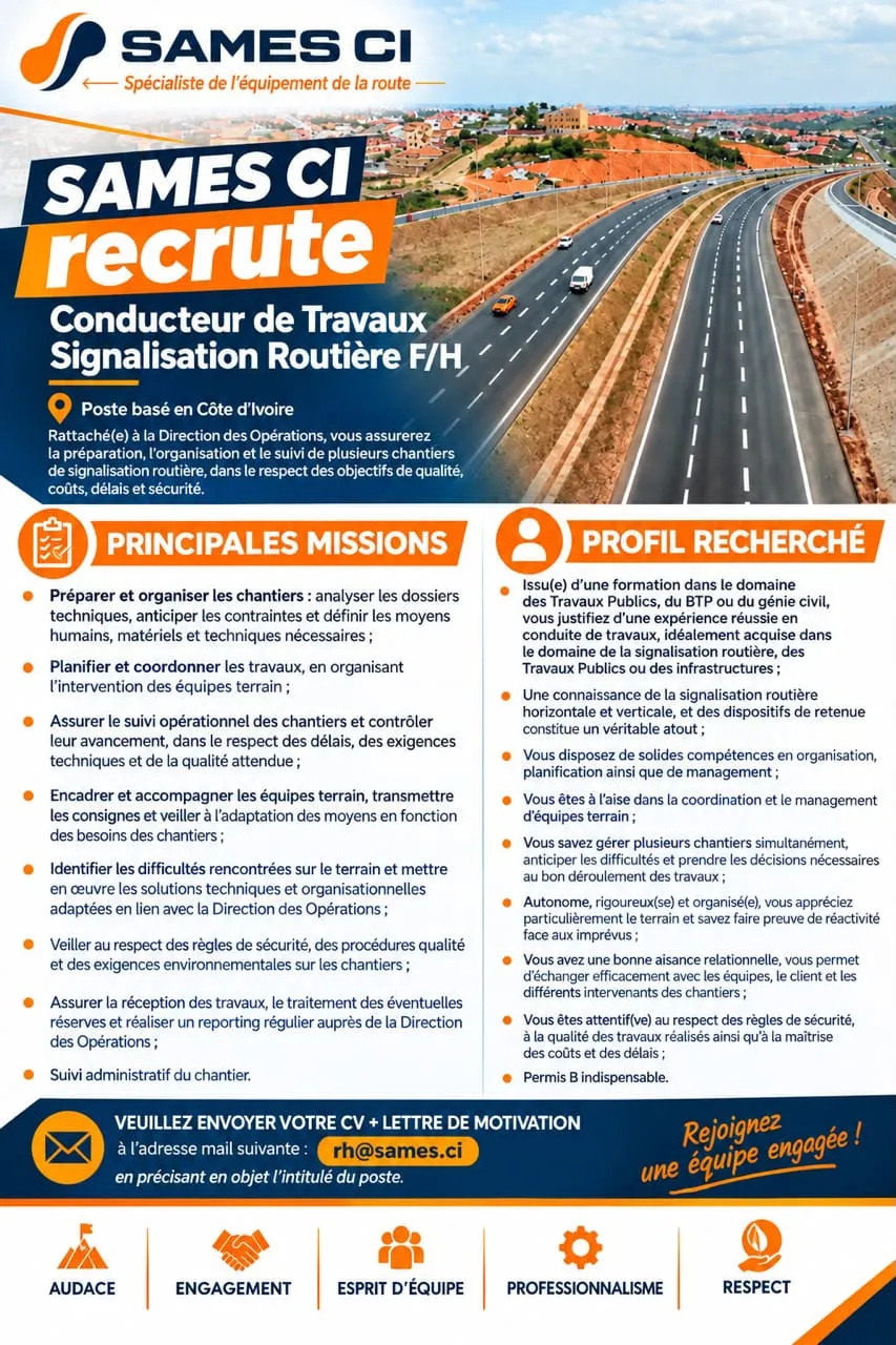 RECRUTEMENT CONDUCTEUR DES TRAVAUX DE SIGNALISATION