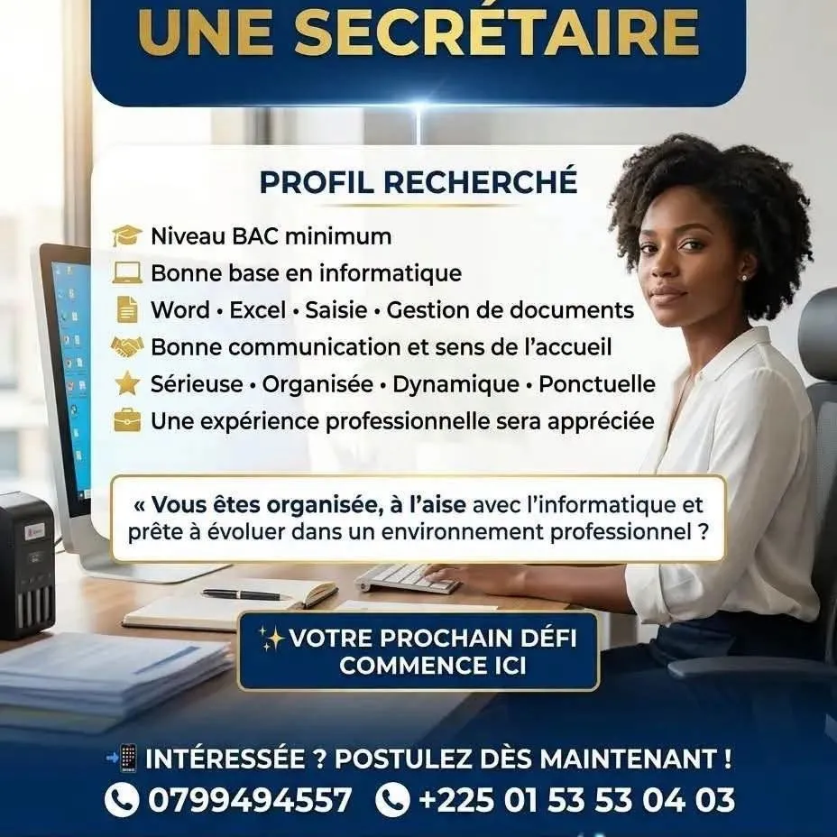 RECRUTEMENT D'UNE SECRETAIRE DYNAMIQUE