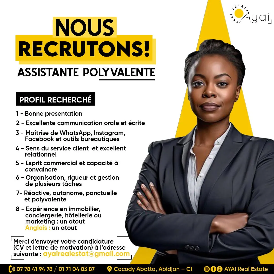 RECRUTEMENT D'UNE ASSISTANTE POLYVALENTE