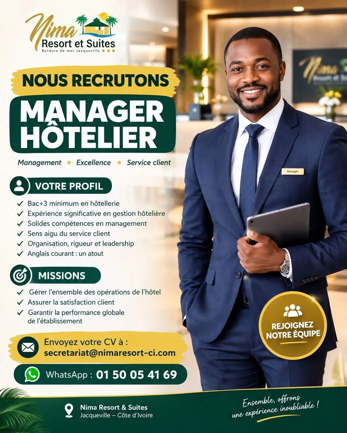RECRUTEMENT D'UN RESPONSABLE D'EXPLOITATION