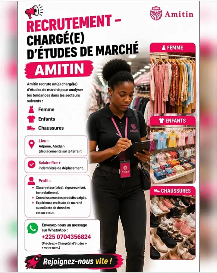 Offre d'emploi RECRUTEMENT – CHARGÉ(E) D’ÉTUDES DE MARCHÉ