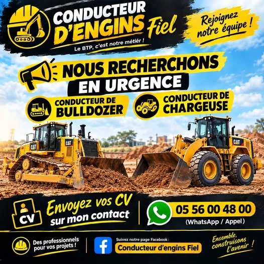 Offre d'emploi RECRUTEMENT DES CONDUCTEURS BULLDOZER