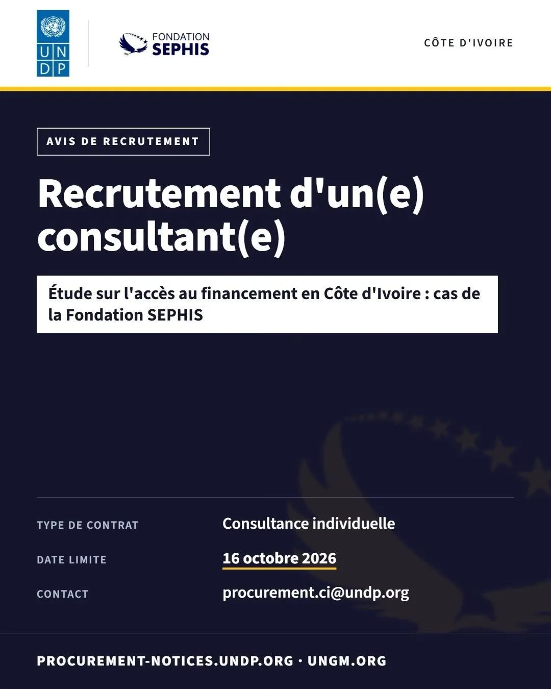 Offre d'emploi RECRUTEMENT D'UN CONSULTANT (H/F)