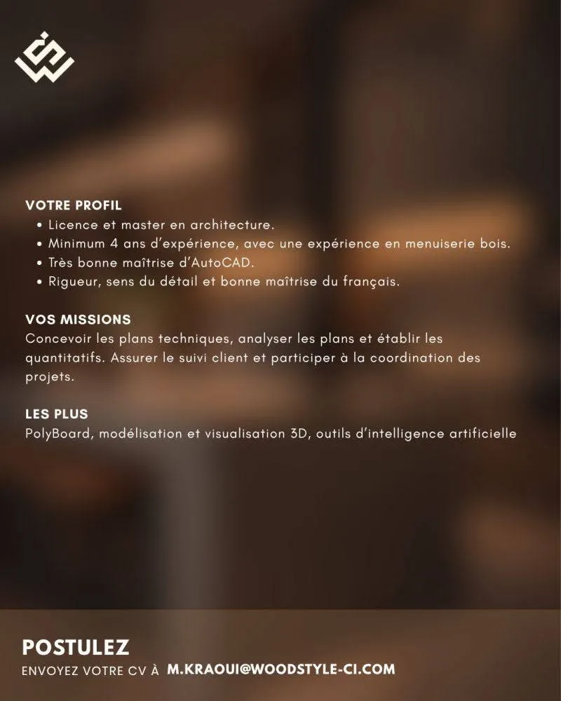 Offre d'emploi RECRUTEMENT D'UN ARCHITECTE (H/F)