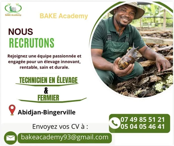 Offre d'emploi RECRUTEMENT DE FERMIER ET TECHNICIEN
