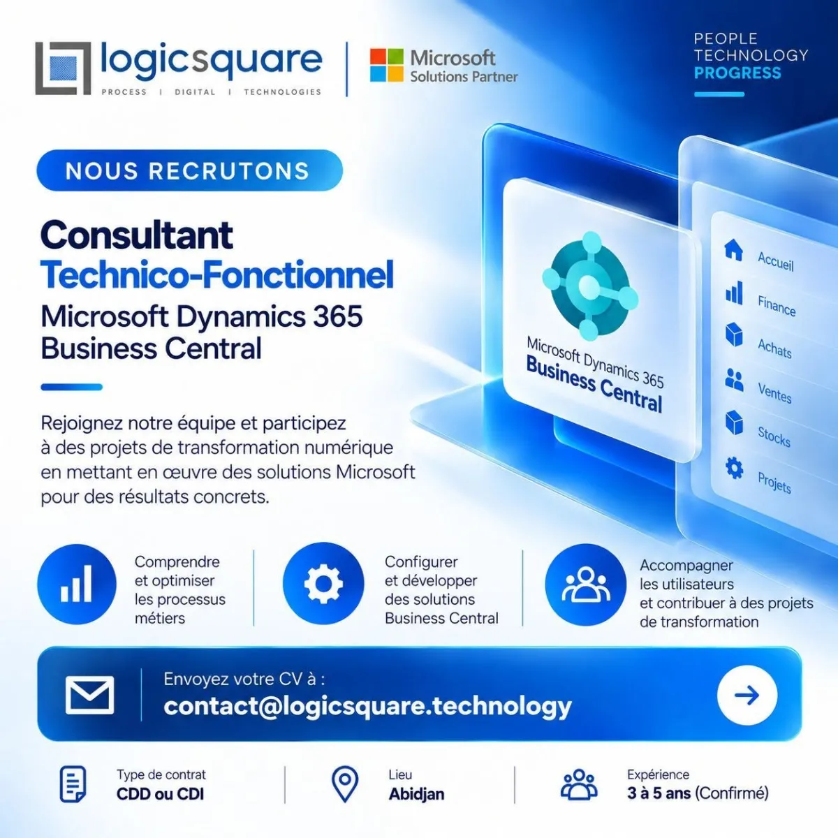 CONSULTANT(E) TECHNICO-FONCTIONNEL(LE) MICROSOFT DYNAMICS 365 BUSINESS CENTRAL