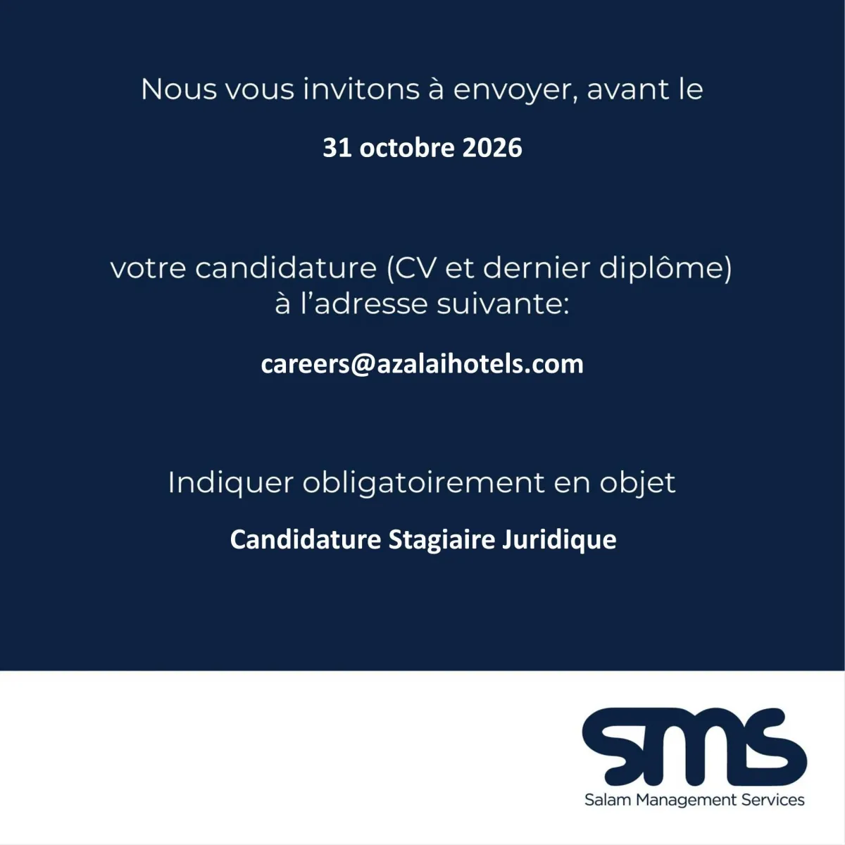 RECRUTEMENT STAGIAIRE JURIDIQUE (H/F)