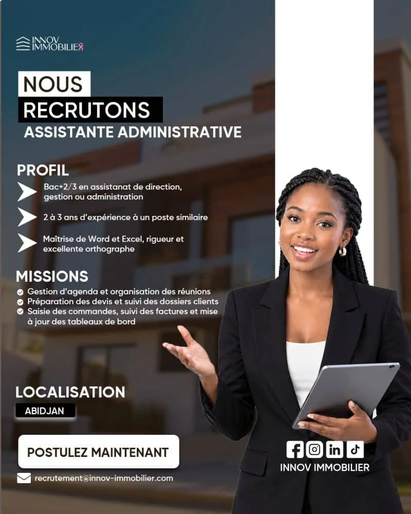 RECRUTEMENT D'UNE ASSISTANTE ADMINISTRATIVE