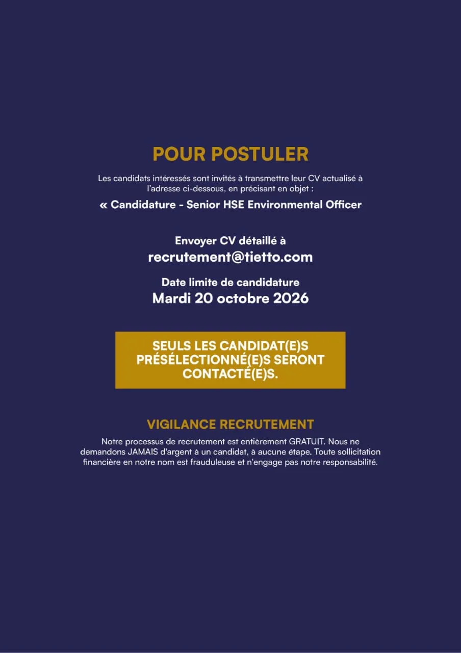 RECRUTEMENT SENIOR HSE (H/F)