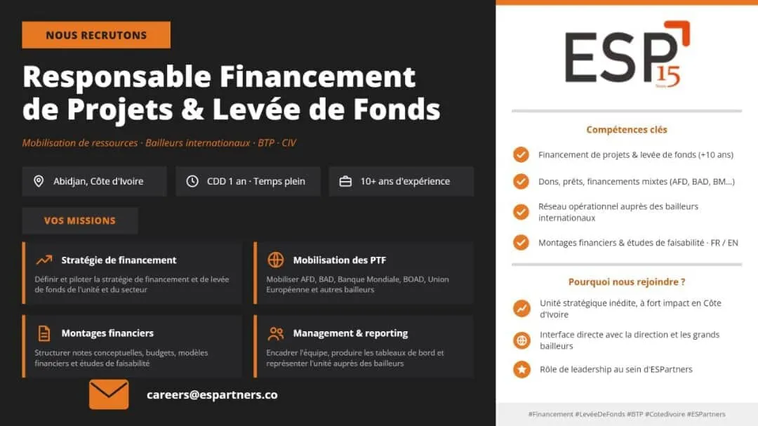 RECRUTEMENT RESPONSABLE FINANCEMENT DE PROJET