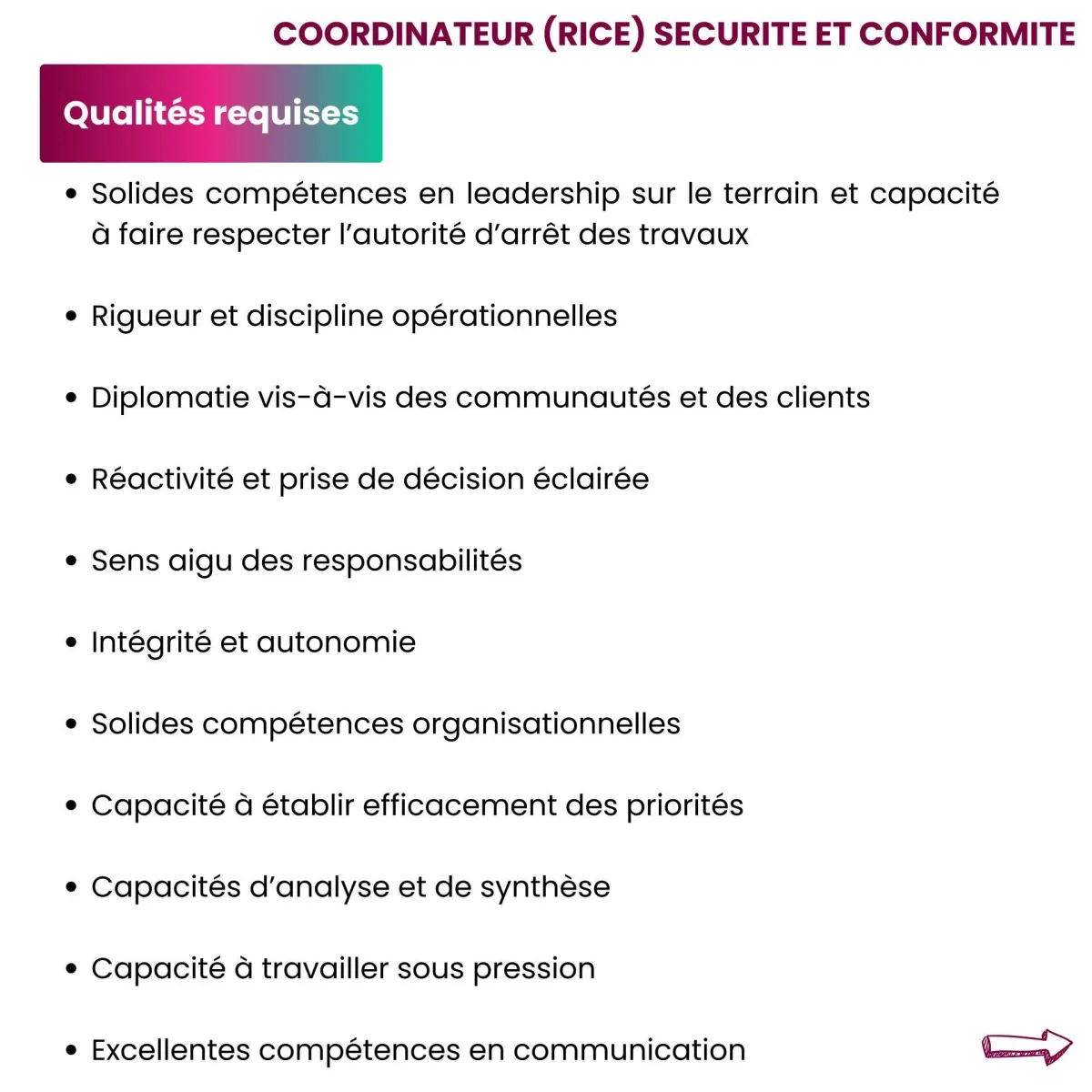 RECRUTEMENT COORDONNATEUR SECURITE ET CONFIRMITE (H/F)