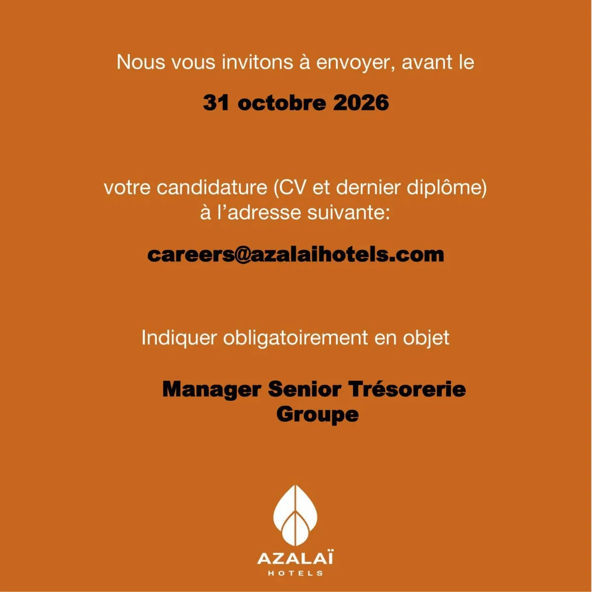 RECRUTEMENT MANAGER SENIOR TRESORERIE
