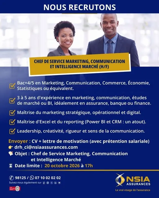 RECRUTEMENT CHEF DE SERVICE