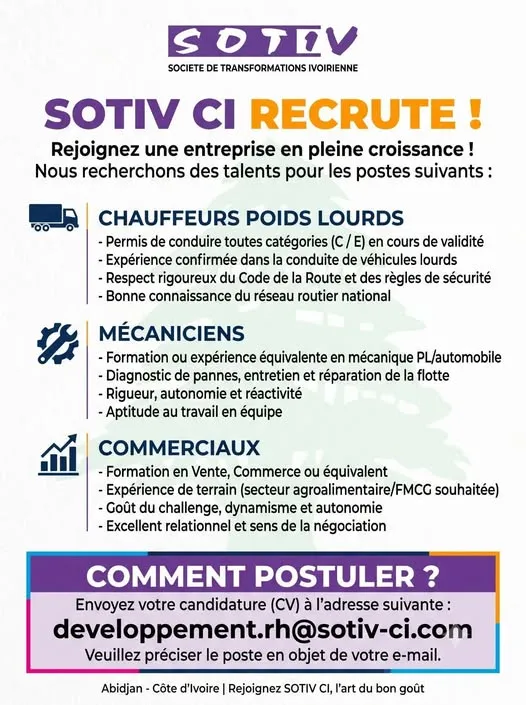 RECRUTEMENT DE PLUSIEURS POSTES