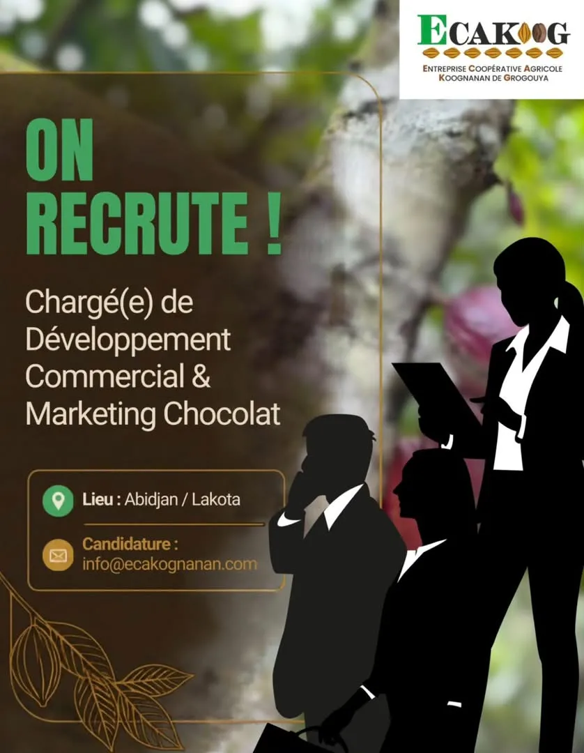 RECRUTEMENT CHARGÉ DE DÉVELOPPEMENT COMMERCIAL MARKETING CHOCOLAT -  - Abidjan