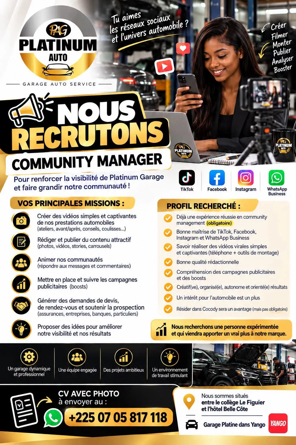 Offre emploi OFFRE D’EMPLOI : COMMUNITY MANAGER à COTE D'IVOIRE