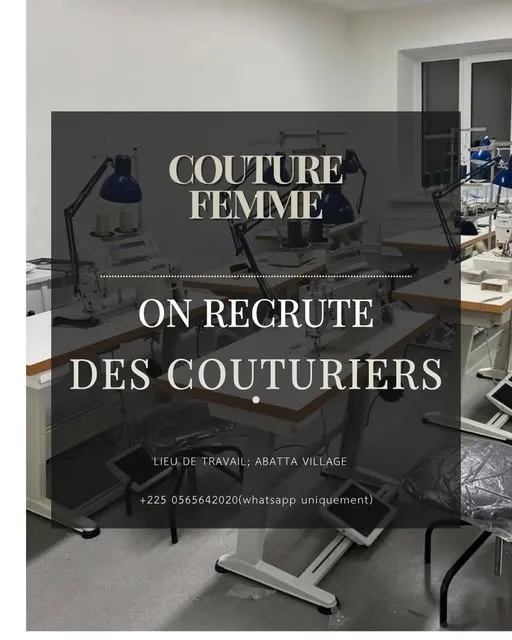 Offre RECRUTEMENT D'UN COUTURIER (H/F) à ABIDJAN