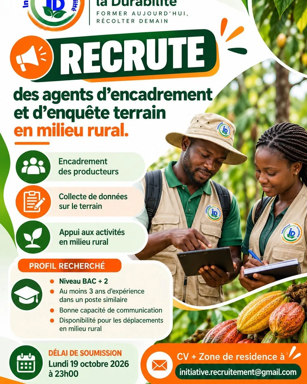 Offre RECRUTEMENT DES AGENTS D'ENCADREMENT (H/F) à COTE D'IVOIRE