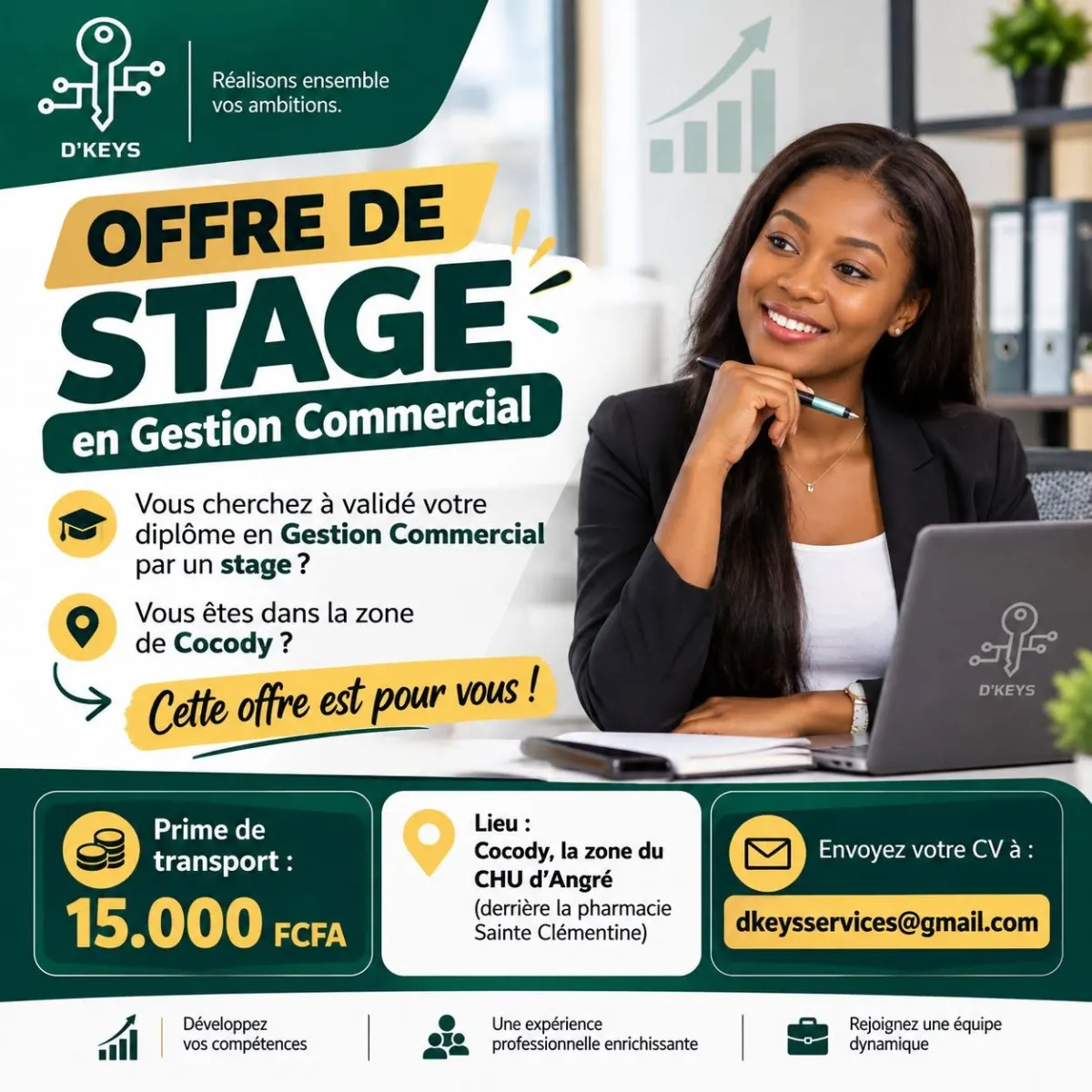 Offre RECRUTEMENT STAGIAIRE GESTION COMMERCIALE à ABIDJAN