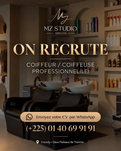 Offre RECRUTEMENT COIFFEUR / COIFFEUSE PROFESSIONNELS à ABIDJAN