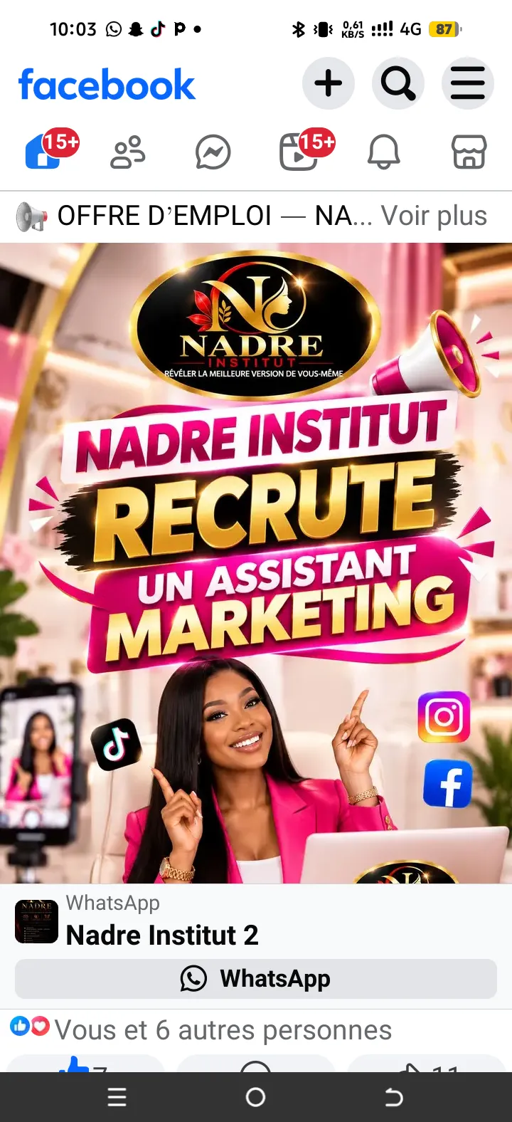 Offre RECRUTEMENT D'UNE ASSISTANTE MARKETING à Abidjan