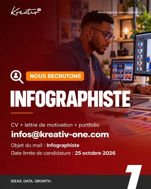Offre RECRUTEMENT D'UN INFOGRAPHISTE H/F à ABIDJAN