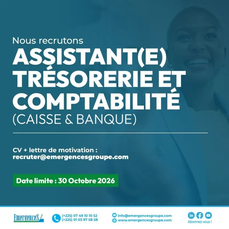 Offre RECRUTEMENT D'UN COMPTABLE (H/F) à COTE D'IVOIRE