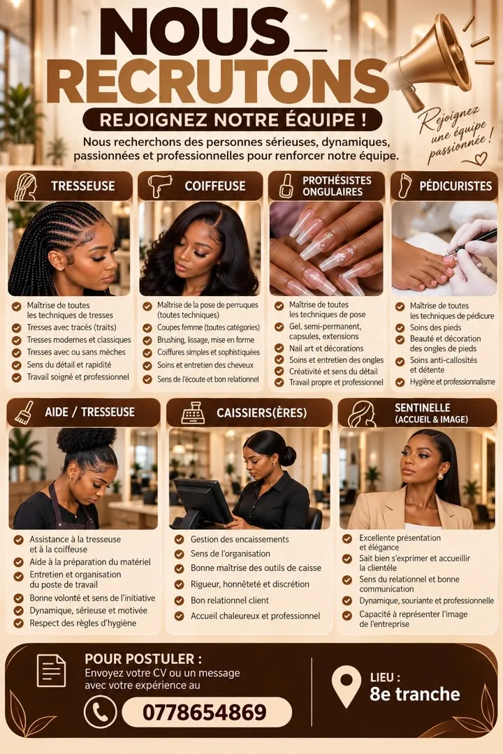 Offre RECRUTEMENT DE PLUSIEURS POSTES à Abidjan