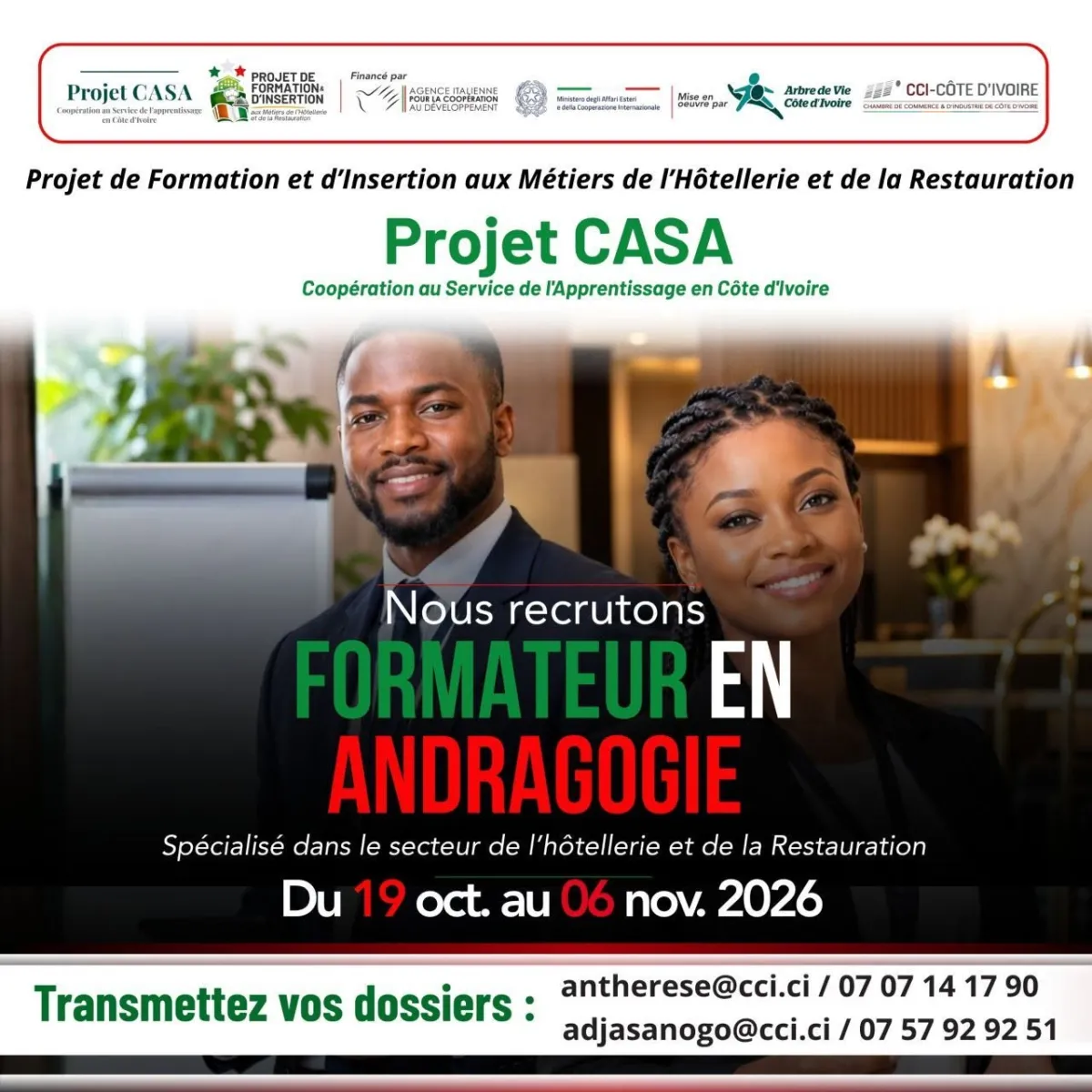 Offre CHAMBRE DE COMMERCE RECRUTE DES FORMATEURS EN ANDRAGOGIE à COTE D'IVOIRE