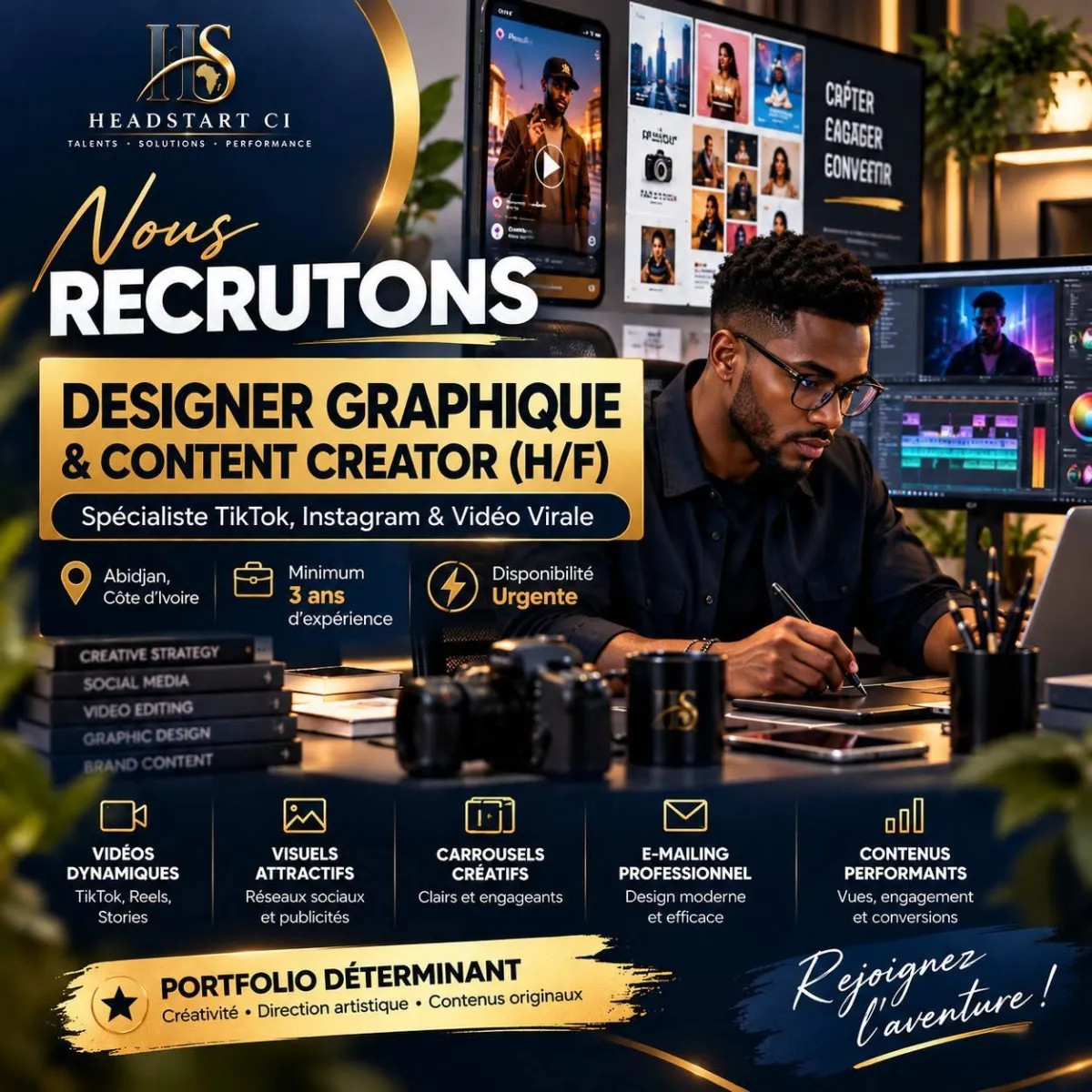 Offre DESIGNER GRAPHIQUE & CONTENT CREATOR (H/F) à COTE D'IVOIRE