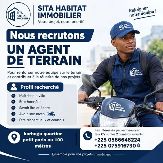 Offre RECRUTEMENT AGENT DE TERRAIN à KORHOGO