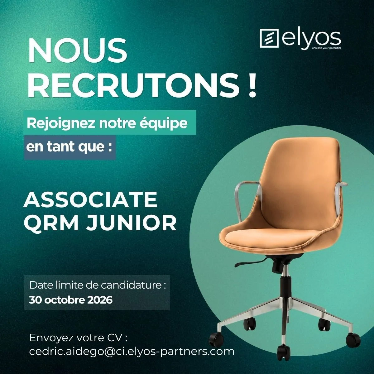 Offre RECRUTEMENT ASSOCIATE QRM JUNIOR H/F à Cote d'ivoire