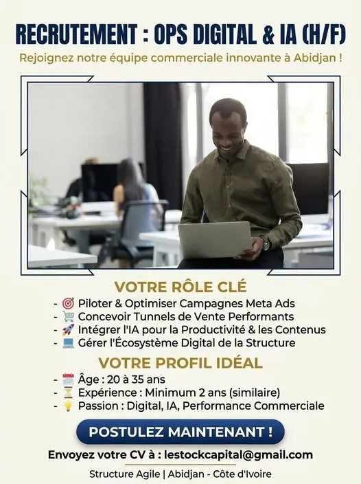Offre RECRUTEMENT OPS DIGITAL & IA (H/F) à COTE D'IVOIRE