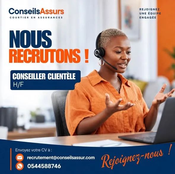 Offre RECRUTEMENT CONSEILLER COMMERCIAL H/F à COTE D'IVOIRE
