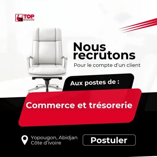 Offre OFFRES D’EMPLOI ET DE STAGE COMMERCE ET TRÉSORERIE à ABIDJAN
