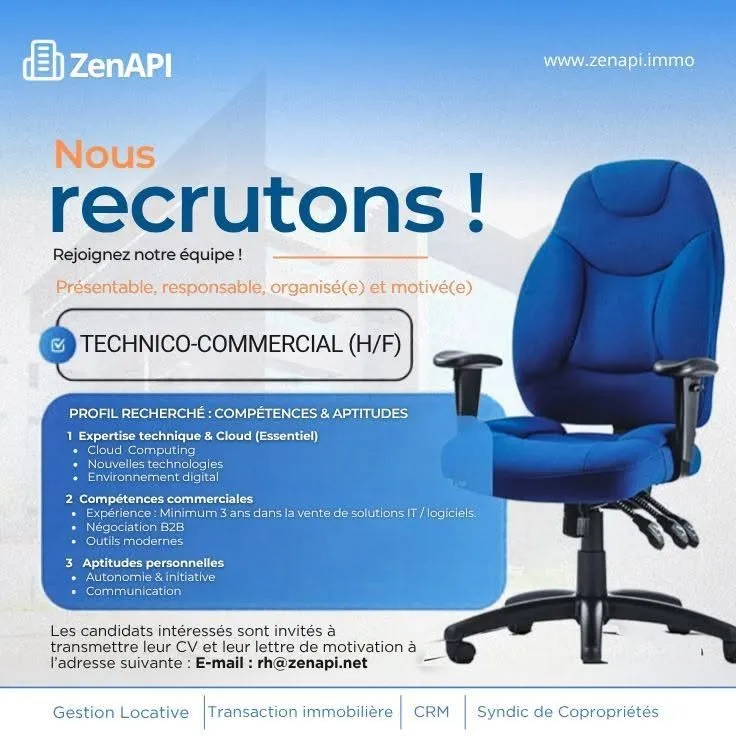 Offre OFFRE D’EMPLOI TECHNICO-COMMERCIAL (H/F) à COTE D'IVOIRE