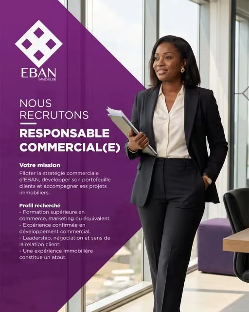 Offre RECRUTEMENT RESPONSABLE COMMERCIAL (H/F) à COTE D'IVOIRE
