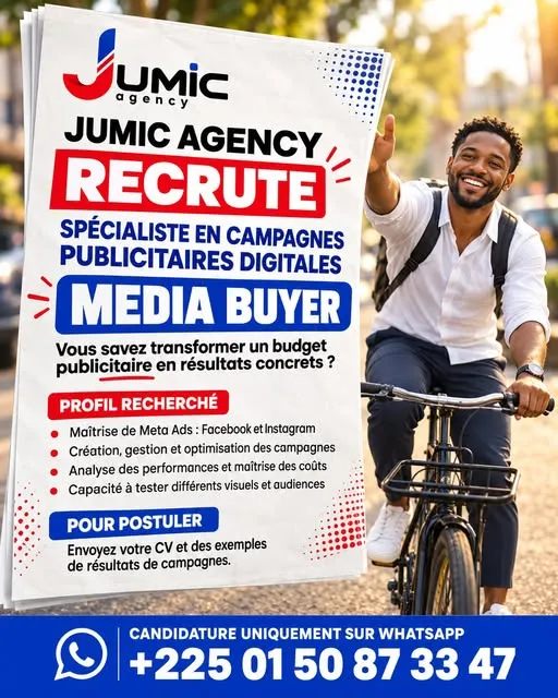Offre RECRUTEMENT D'UN MEDIA BUYER à COTE D'IVOIRE