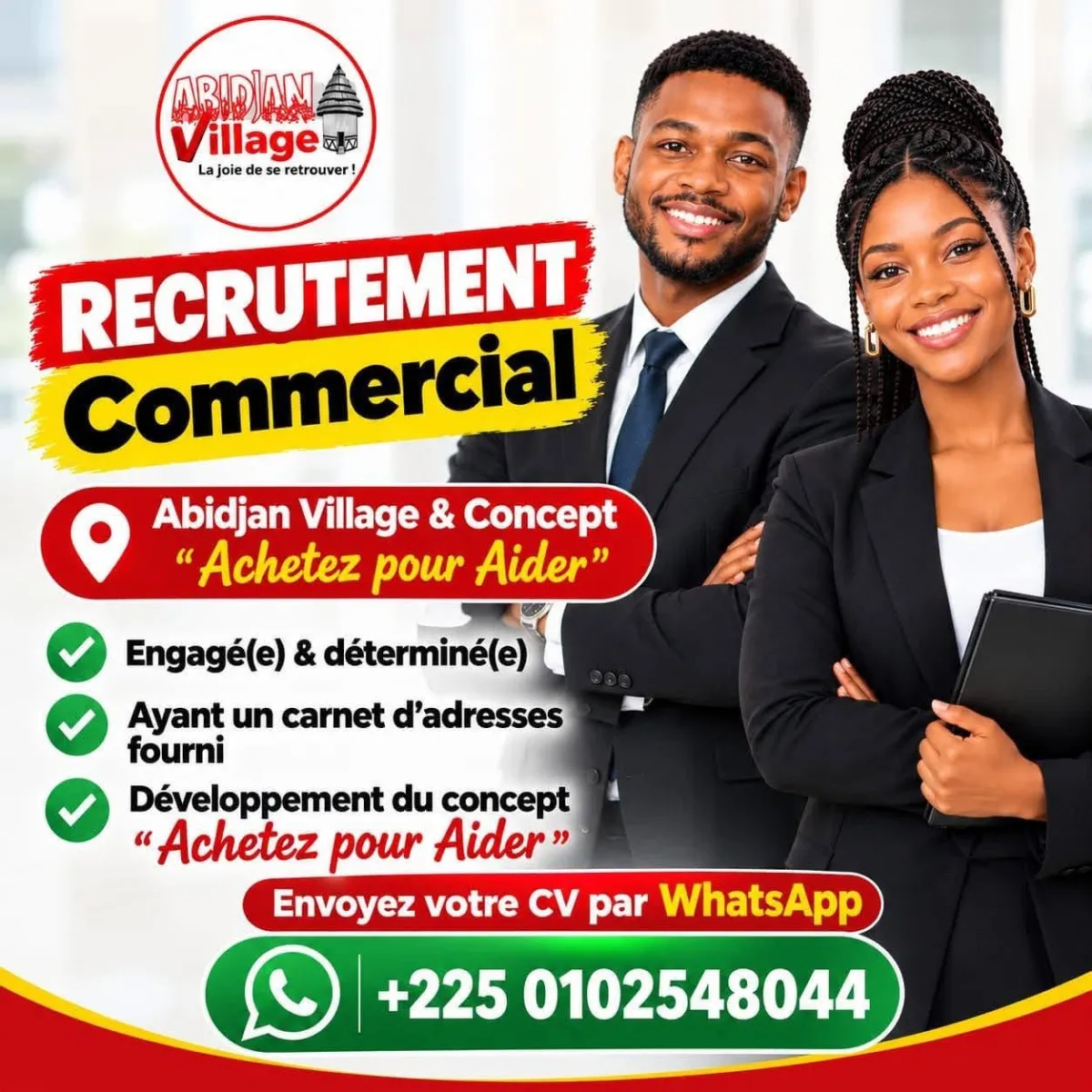 Offre RECRUTEMENT D'UN COMMERCIAL (H/F) à COTE D'IVOIRE
