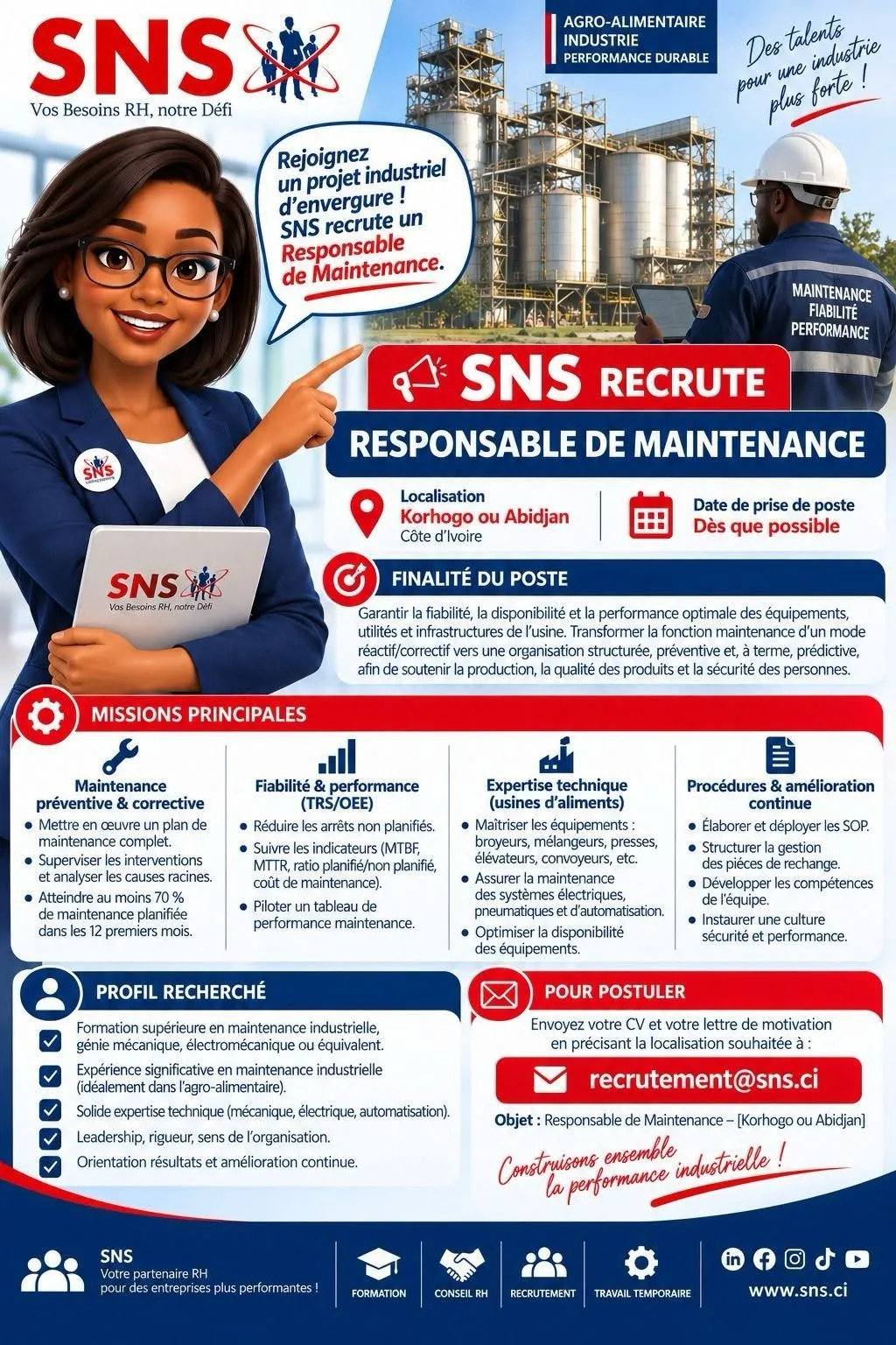 RECRUTEMENT RESPONSABLE DE MAINTENANCE -  - COTE D'IVOIRE