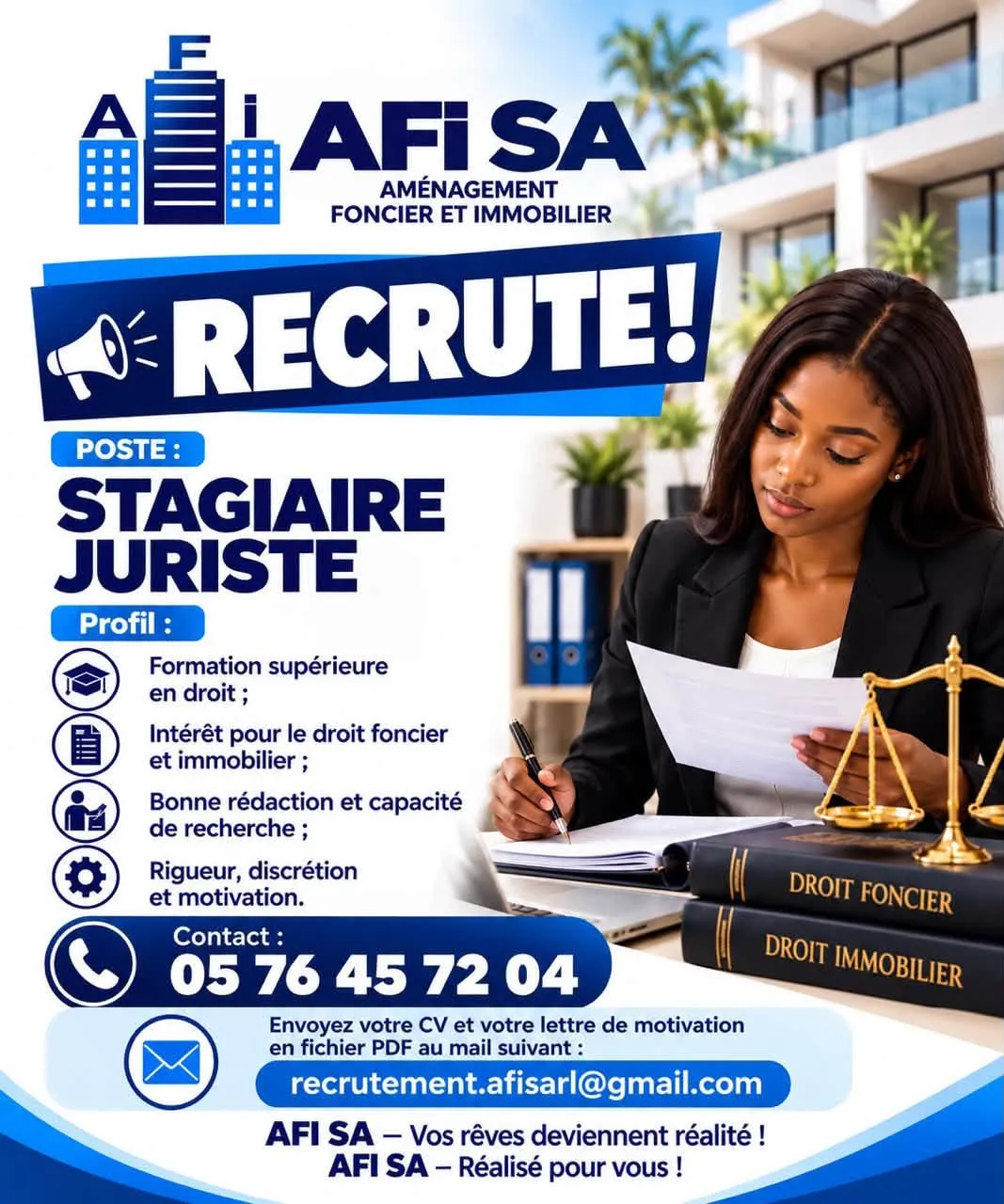 RECRUTEMENT STAGIAIRE JURISTE (H/F) -  - COTE D'IVOIRE