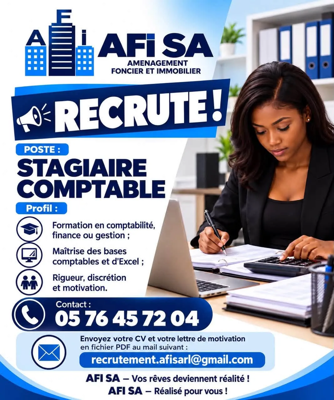RECRUTEMENT STAGIAIRE COMPTABLE (H/F) -  - COTE D'IVOIRE