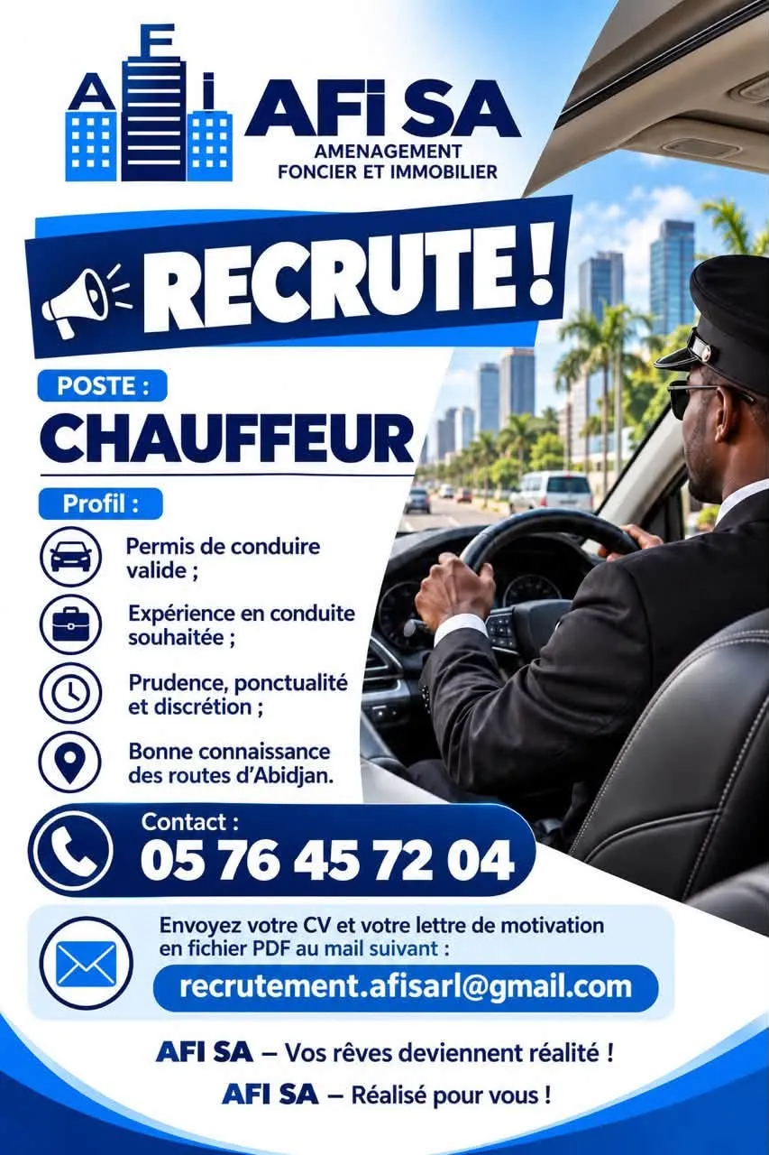 RECRUTEMENT DE CHAIFFEUR (H/F) -  - COTE D'IVOIRE