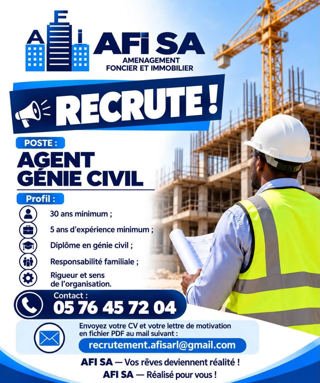 RECRUTEMENT AGENT EN GENI CIVIL -  - COTE D'IVOIRE