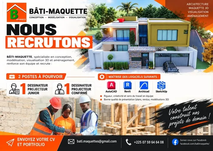 RECRUTEMENT DE DEUX DESSINATEUR-PROJETEUR -  - COTE D'IVOIRE