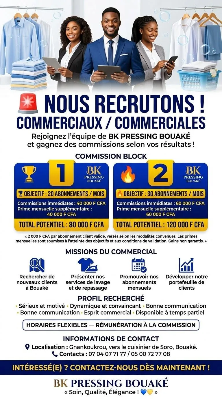RECRUTEMENT DES COMMERCIAUX (H/F) -  - COTE D'IVOIRE