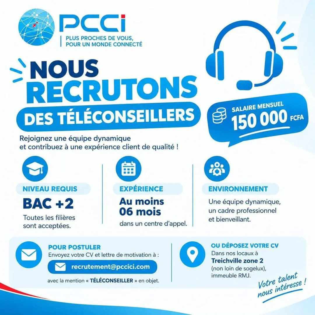 RECRUTEMENT DES TELECONSEILLERS (H/F) -  - COTE D'IVOIRE
