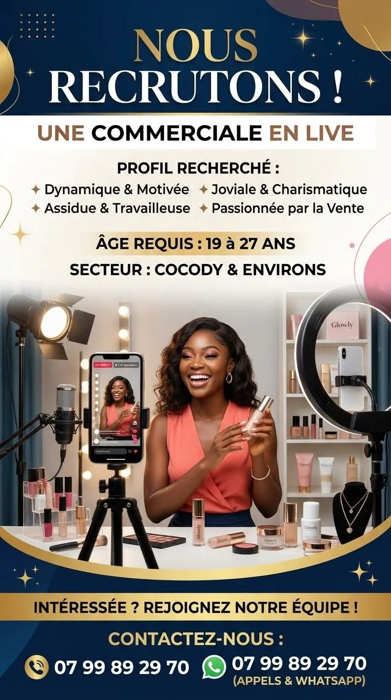 Offre RECRUTEMENT COMMERCIALE EN LIVE à ABIDJAN