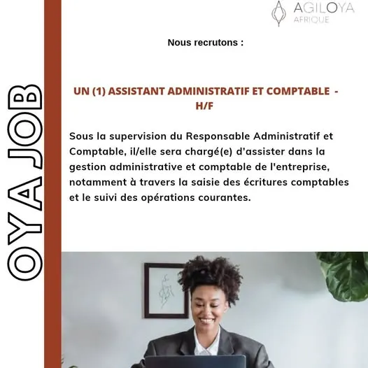 Offre emploi UN (1) ASSISTANT ADMINISTRATIF ET COMPTABLE - H/F à COTE D'IVOIRE