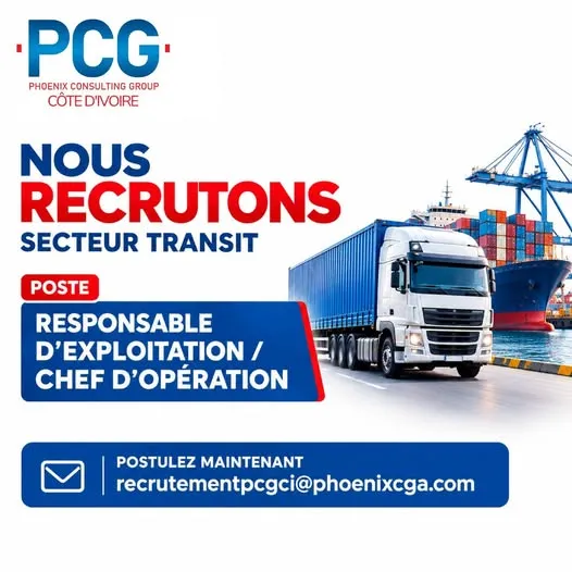 Offre emploi RECRUTEMENT RESPONSABLE D’EXPLOITATION / CHEF D’OPÉRATION à COTE D'IVOIRE